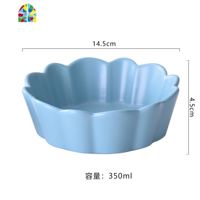 陶瓷创意花瓣碗水果沙拉甜品小吃碗干果盘子北欧风家用可爱哑光碗 FENGHOU 天蓝色花瓣状陶瓷碗高清大图