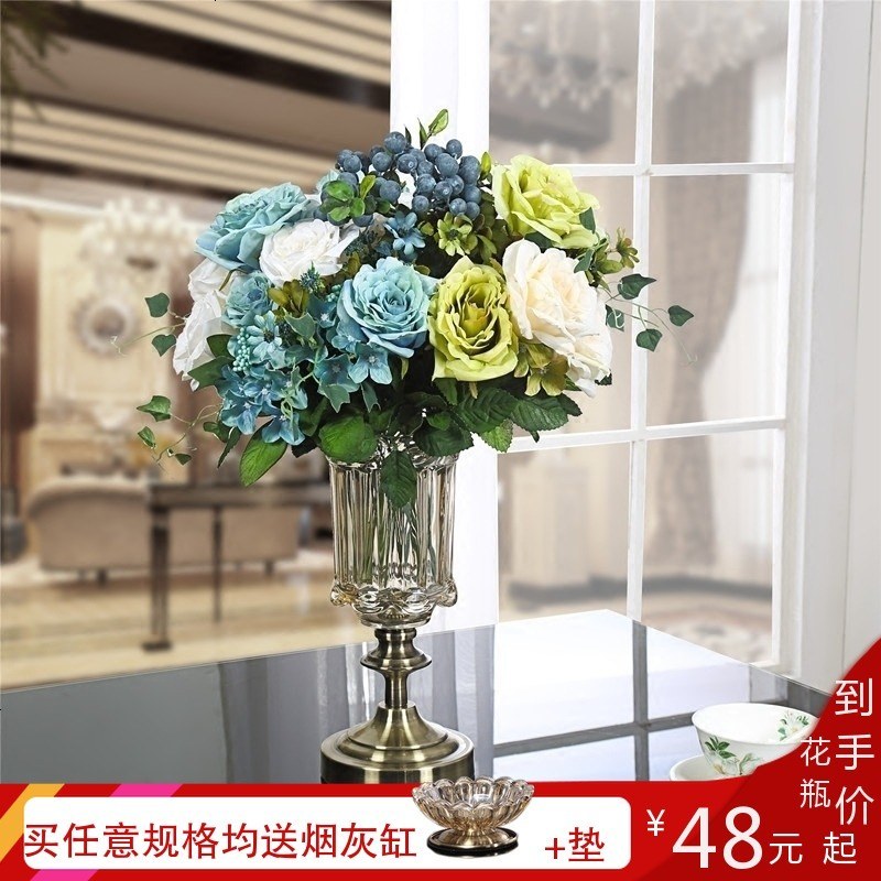欧式创意玻璃花瓶摆件家居装饰品客厅餐桌店书房时尚电视柜摆设