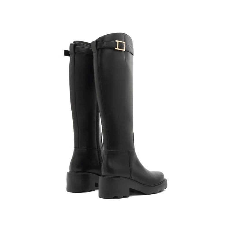 思加图(Staccato)时尚厚底骑士机车长靴女高靴皮靴EEZ09DC2图片