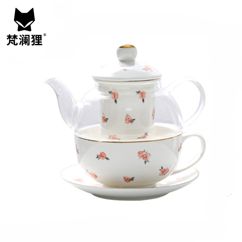 梵澜狸陶瓷花茶玻璃壶TA39 个高清大图