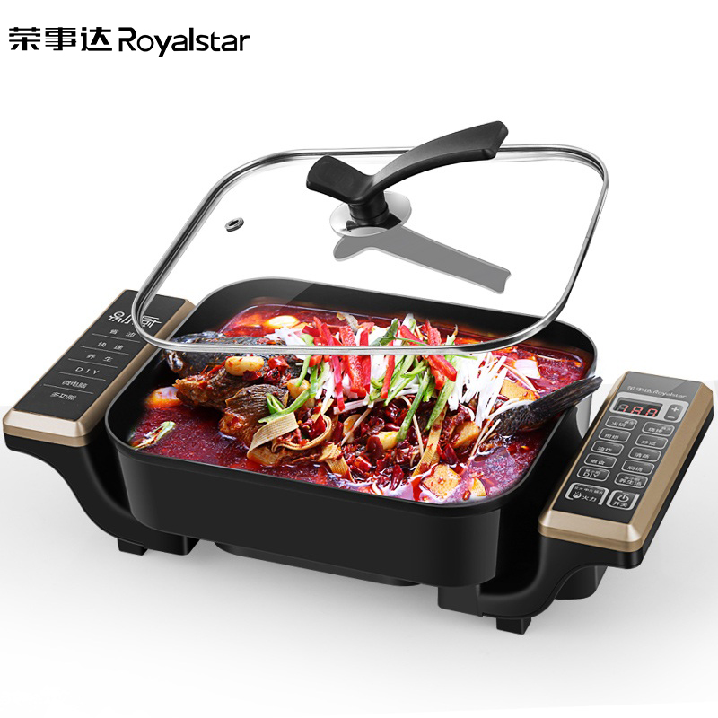 荣事达(Royalstar)电脑式电火锅HG180K家用5L容量电炒锅韩式多功能电热锅支持煎烤烙宿舍电煮锅家用煮面不粘锅