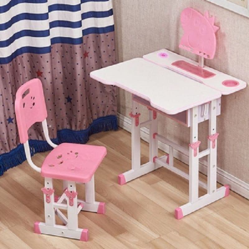 极点儿童书桌儿童学习桌学生写字桌椅套装小孩课桌椅组合男孩女孩 X2粉[桌面可倾斜调节]图片