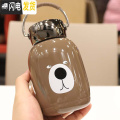 三维工匠韩版大肚保温杯小巧情侣可爱创意迷你水杯子学生不锈钢真空随手杯 小熊款咖色706-2