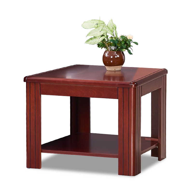 慧采云 办公家具沙发茶几实木贴皮油漆方茶几木质双层角几60*60*45cm