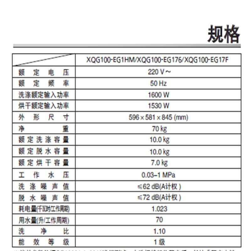 松下滚筒洗衣干衣机XQG100-EG17F图片