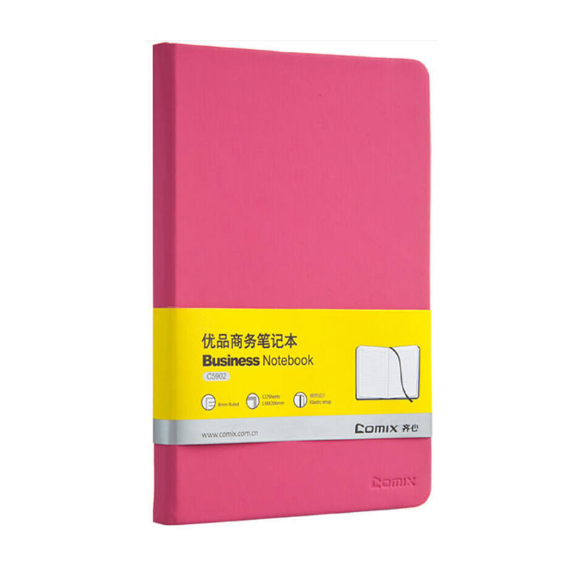 齐心(COMIX) C5902 A5 122张/本 玫红色 PU皮面 笔记本 (计价单位:本) 玫红色