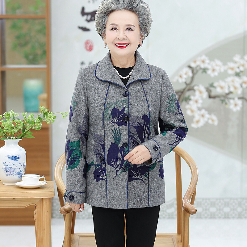 迪鲁奥（DILUAO)中老年人女装春秋外套60-70岁80妈妈奶奶秋装薄款太太老人上衣服_921 藏青3单件单件上衣不送裤子 加入购物车赠送运费险