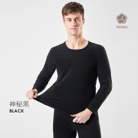 猫人男女士双层芃芃绒加厚恒温保暖内衣套装2021年新款抑菌圆领棉毛衫400g重 男XL/175【推荐120-145斤】 男神秘黑