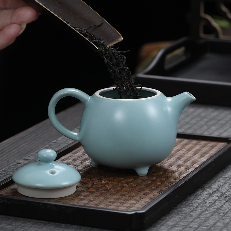 元青茶壶(MULTIPOTENT)汝窑茶壶开片可养陶瓷功夫茶具泡茶壶单壶 贵妃壶180ML高清大图