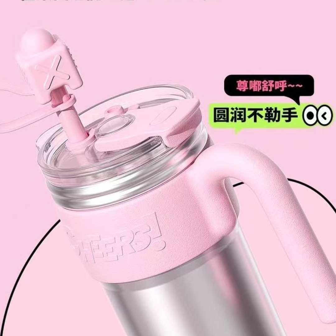 富光FGZ2369-1000巨无霸保温杯网红吨吨吸管杯银色1000ml高清大图