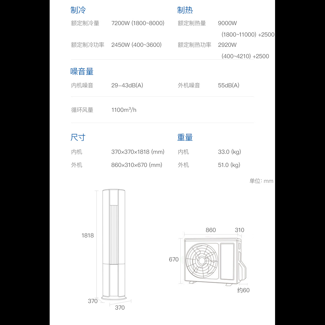 三菱重工空调 3匹变频 智能防霉风 溶菌除尘 冷暖柜机空调 新品圆柱 KFR-72LW/NGV1DWBp高清大图