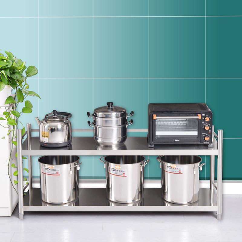 置物架厨房台面台置2层放锅ciaa灶台不锈钢微波炉两层架子双层落地式3