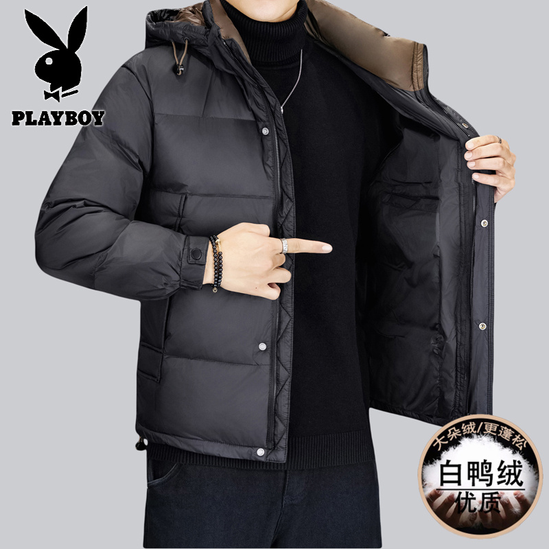 花花公子新款高品质冬季新款户外防寒服三防连帽加绒加厚羽绒服男装夹克外套_88_43高清大图