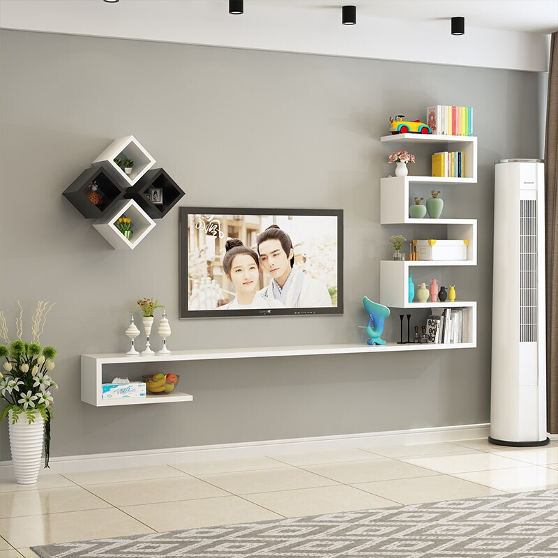 电视柜背景墙装饰架现代简约壁挂墙上置物架组合壁挂吊柜客厅挂墙架