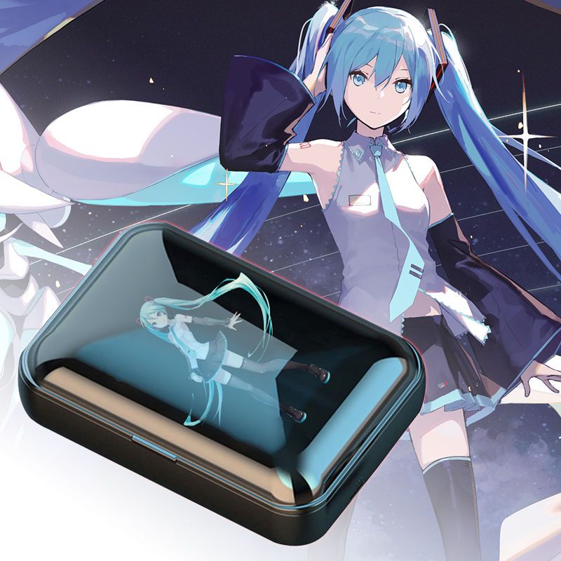 初音未来洛天依蓝牙耳机乐正绫触控运动迷你无线耳机充电仓二合一