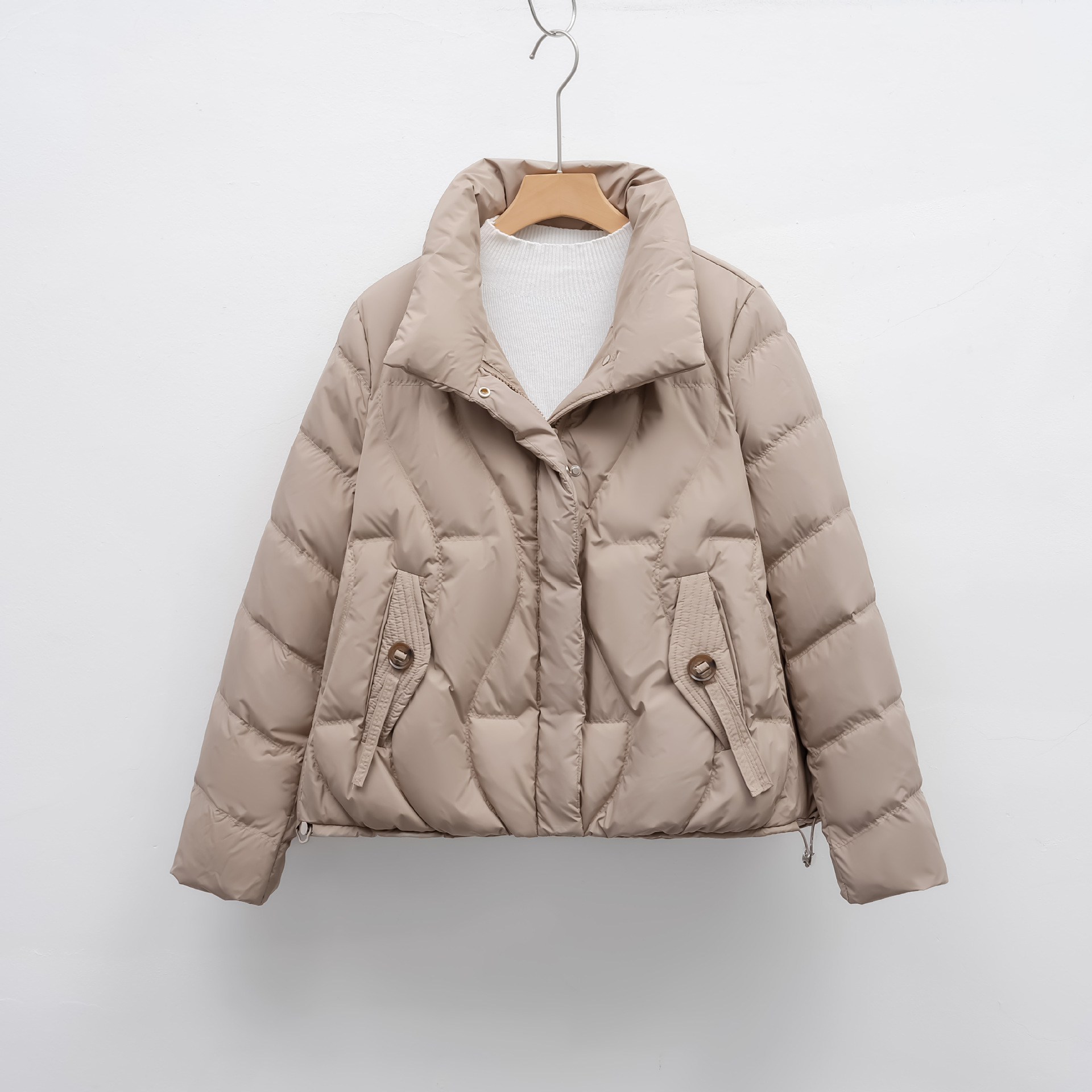 冬季保暖新款羽绒服女立领修身气质小个子简约纯色外套潮高清大图