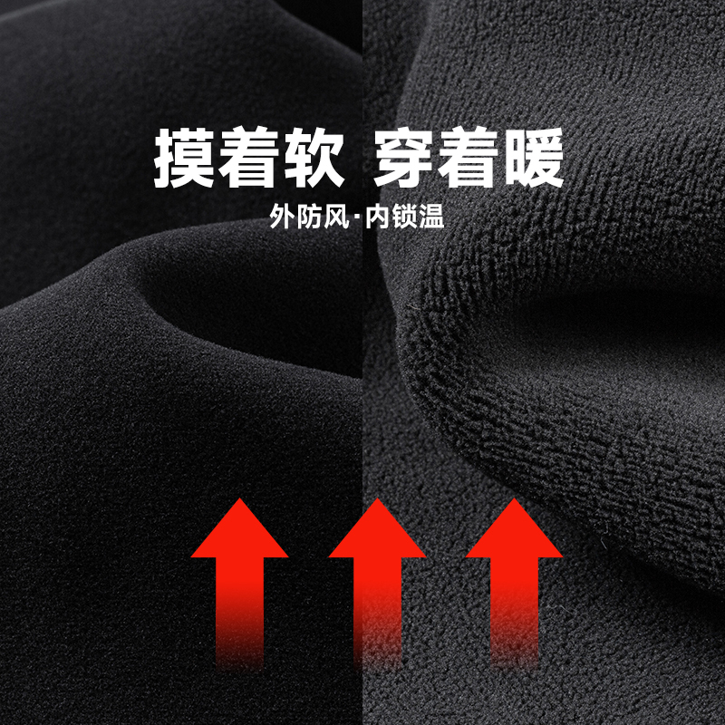 官方正品加肥大码防风裤男冬季保暖德绒加绒加厚双面绒宽松休闲裤运动卫裤