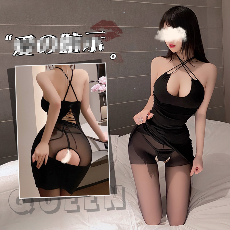 霏慕性感夜店弹力包臀裙情趣内衣制服衣服女交叉系带露背连衣裙女式情趣睡衣睡裙5131高清大图