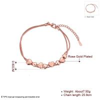 B011 Bracelet Bangle 镀18k玫瑰金锆石手链情侣爱心两层女生饰品送女朋友七夕情人节礼物