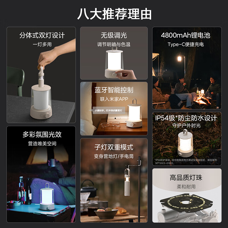 小米米家分体露营灯户外超长续航照明床头灯帐篷营地氛围野营灯智能照明高清大图