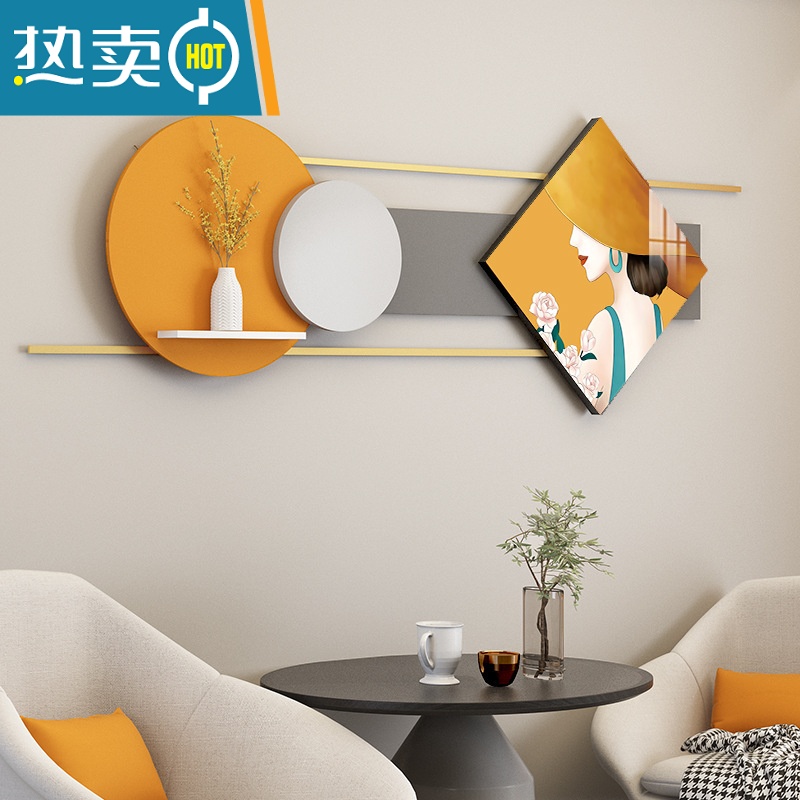 敬平餐厅装饰画挂画现代轻奢北欧创意组合背景墙客厅简约餐桌饭厅墙画装饰画 图兰朵+置物架 整体155*50cm适合1.6-2.5米墙铝合金+MDF板拼