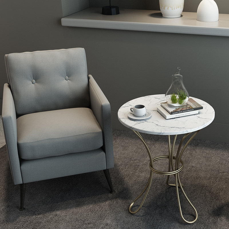 森美人北欧简约现代小户型茶几圆形客厅卧室沙发边几柜角几轻奢风大理石高清大图