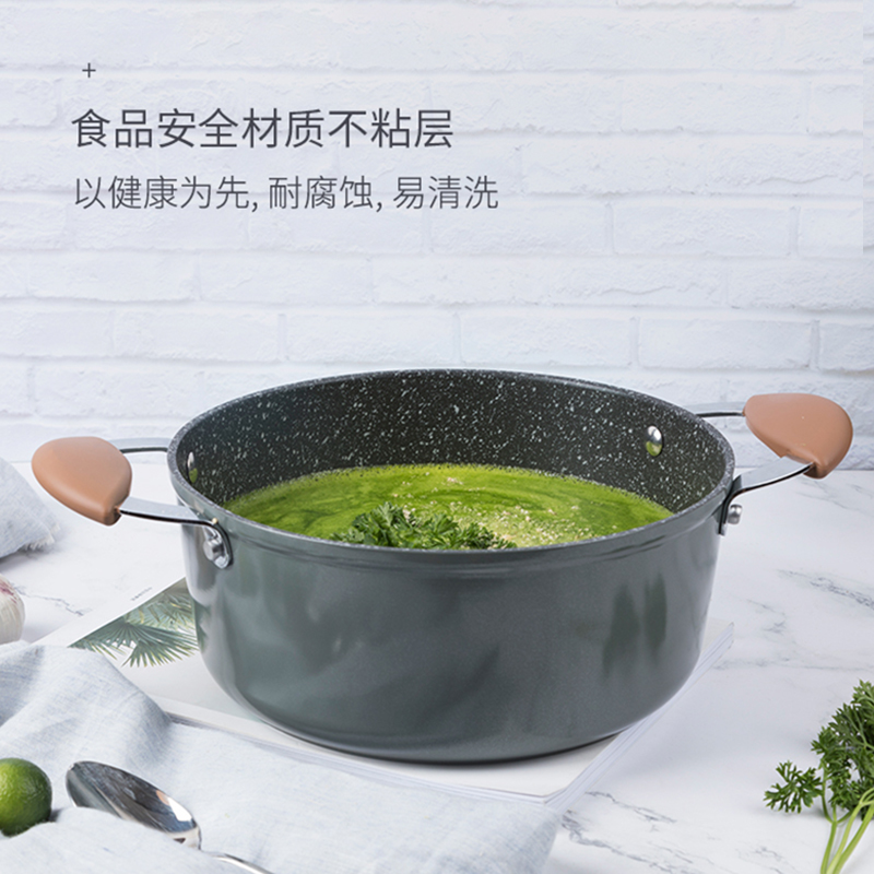 Carote汤锅家用双耳电磁炉煲汤锅煮粥火锅锅具煮面锅 汤锅24cm带盖高清大图