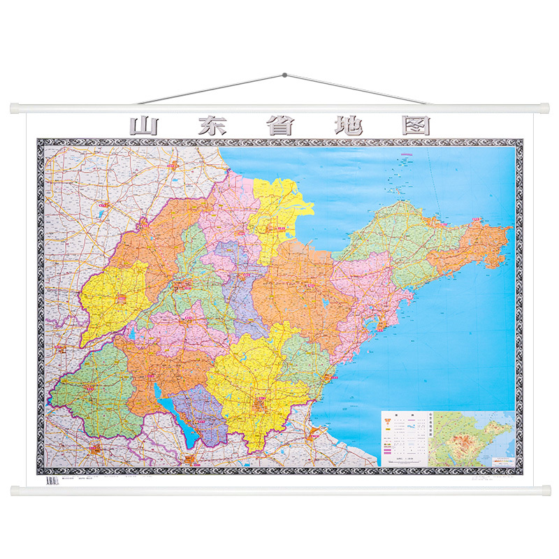 5米 卷筒包装覆膜防水无折痕 山东省区划交通铁路高速机场港口地图