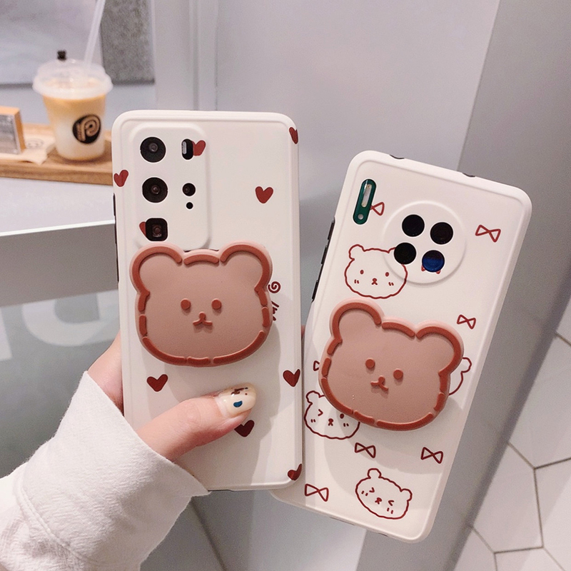 火豹爱心蝴蝶结小熊华为mte30手机壳闺蜜p30支架p40硅胶mte30镜头保护