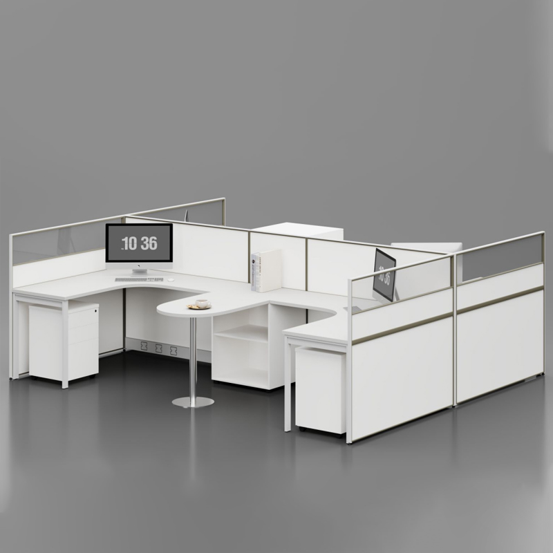 臻远ZYGW-128屏风工作卡位职员桌办公桌 工型四人位含活动柜高清大图