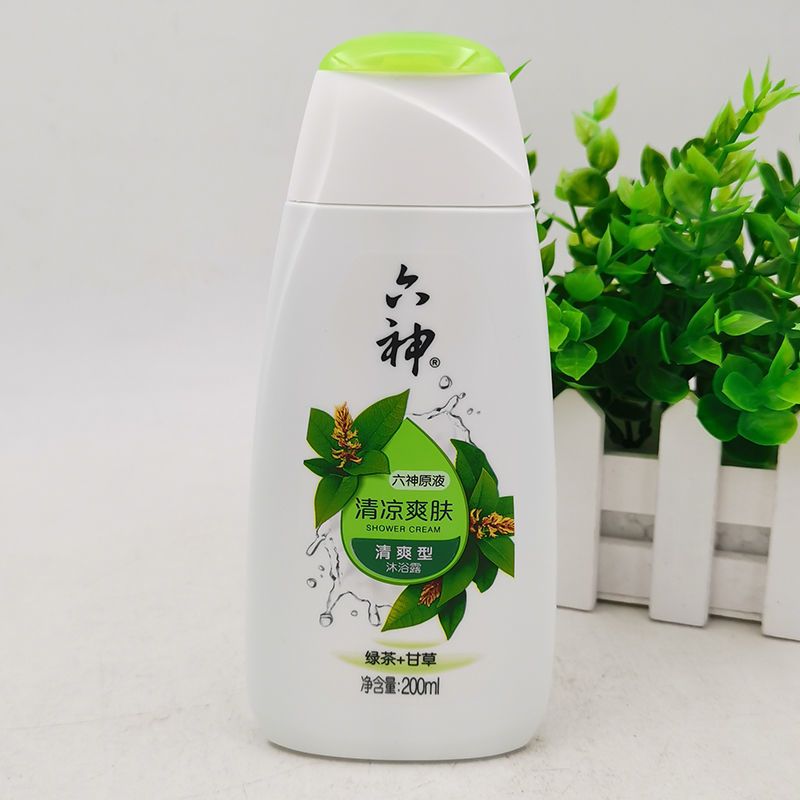 六神清凉爽肤沐浴露乳1000ml/450ml/200ml清爽型绿茶甘草 送浴球 清凉爽肤200ml 无赠品