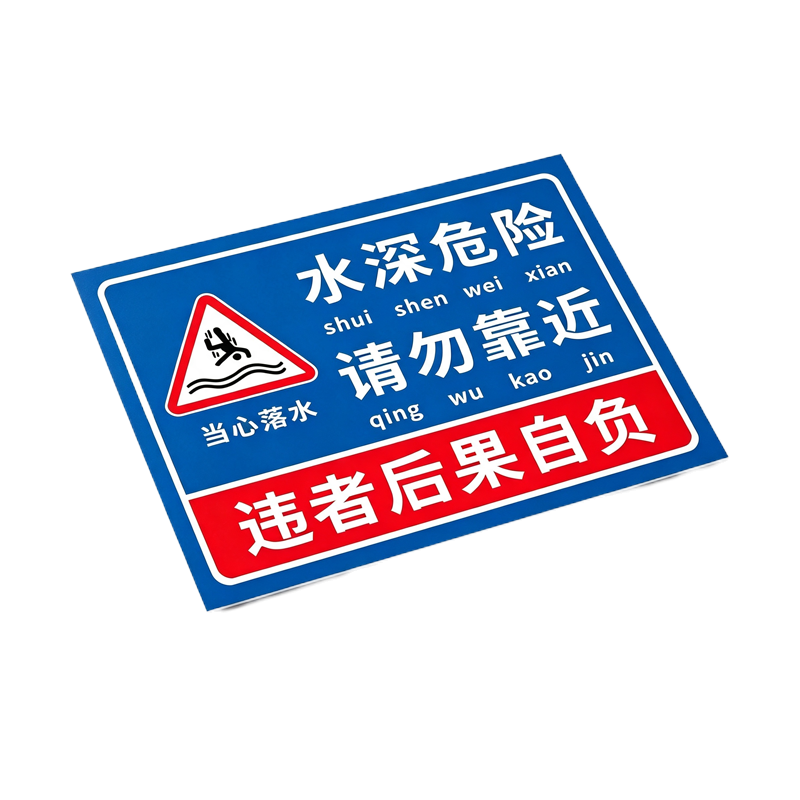 伽隽 不锈钢水深危险警示牌 不带立柱30*40cm 个高清大图