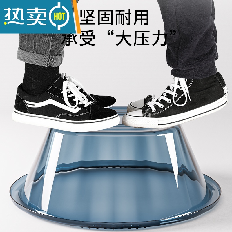 敬平洗脸盆家用透明方形盆加大洗衣盆洗水池洗菜塑料耐用迷你小号盆子高清大图