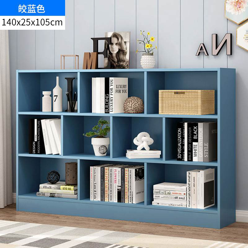 质凡简易书架书柜[带后背板] 含安装/140cm皎蓝色高清大图