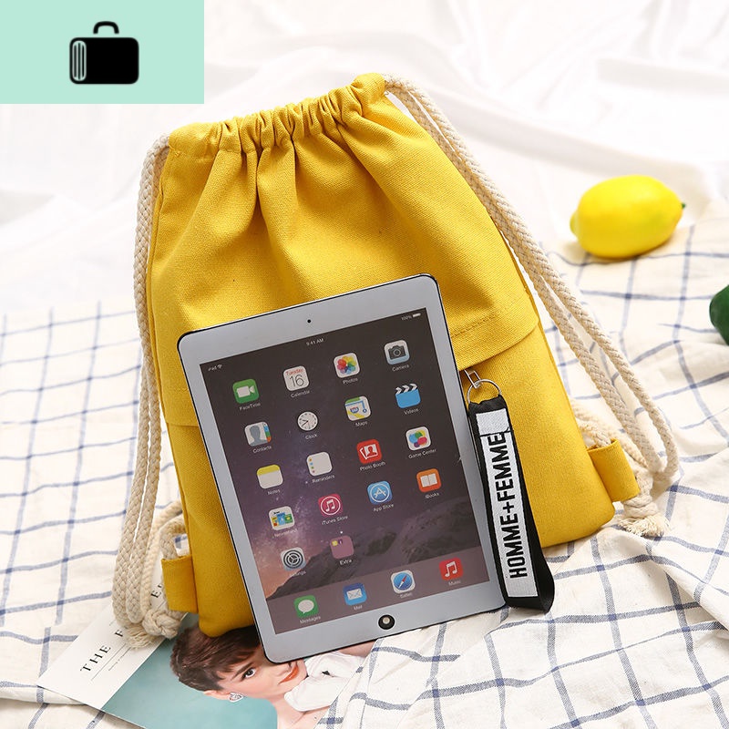 太阳的后裔原创韩版束口袋 简约抽绳双肩包学院女帆布运动背包潮NEW LAKE高清大图