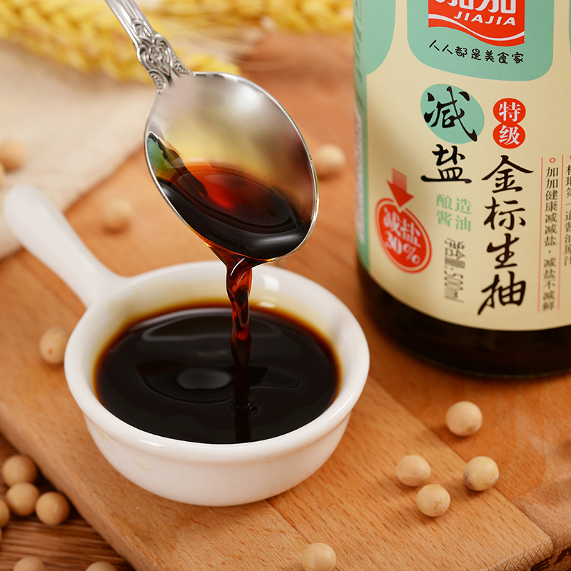 加加 特级减盐金标生抽 酿造酱油500ml 炒菜火锅调味品