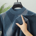 半高领毛衣男秋冬季新款时尚提花加厚保暖男士羊毛衫 4XL 蓝色