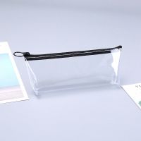韩版简约男生女孩笔袋初中生透明考试铅笔盒中小学生大容量文具盒 倒梯 无印刷 无香包