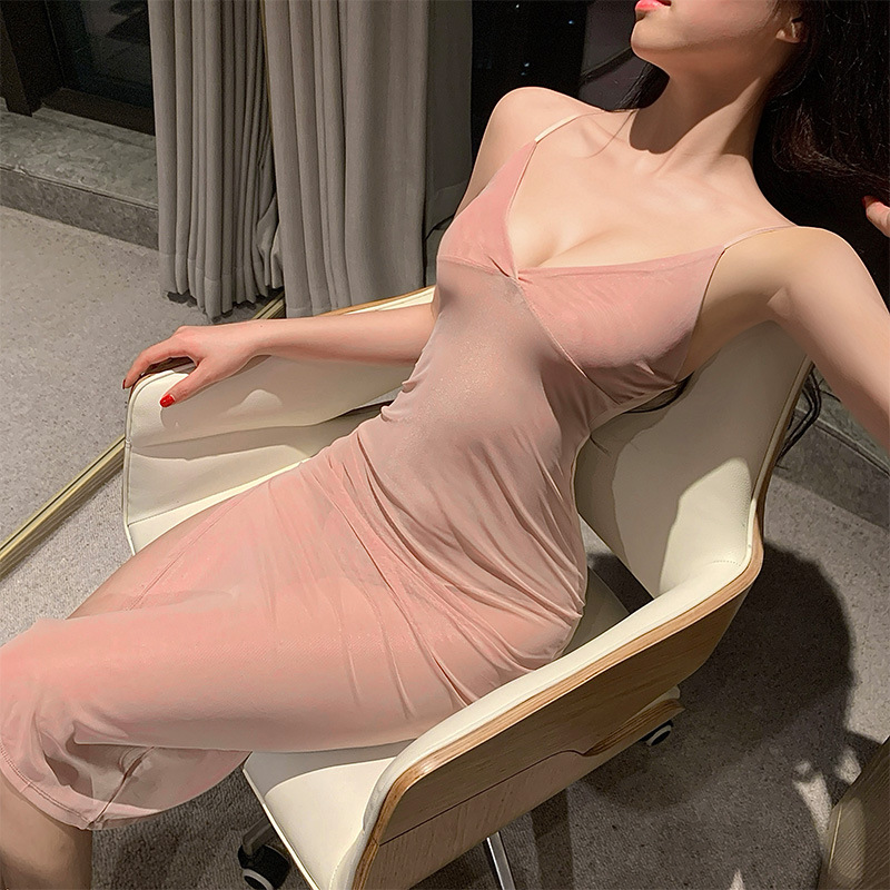 九里晴川内衣性感睡衣粉蜜桃吊带裙透视免脱网纱女式成人用品 Q0036 均码高清大图