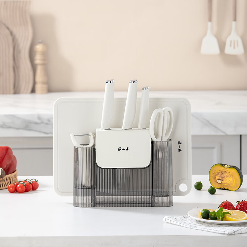 张小泉 厨房刀具套装家用切菜刀剪刀砧板组合 皓锦系列套装刀具七件套D300081