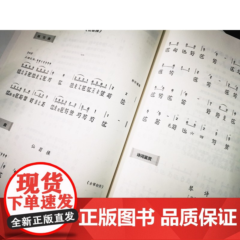 古琴基础教程 文字谱减字谱对应简谱教学 古琴指法教材附古琴音位图 中国传统乐器学习书籍练习曲谱曲集黄莺吟 上海音乐出版社高清大图