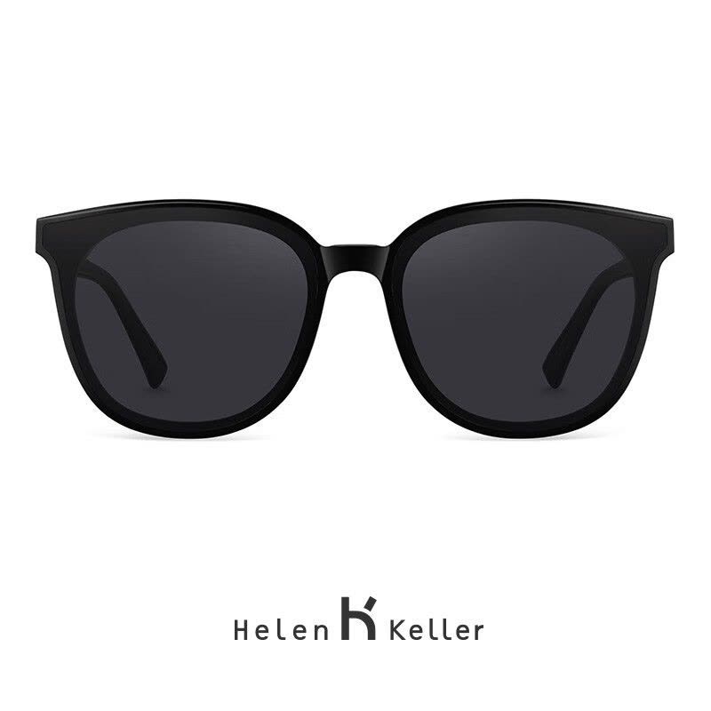 海伦凯勒(HELEN KELLER)女士个性偏光太阳镜时尚潮墨镜女开车司机镜太阳镜 H8808黑灰色-N30图片
