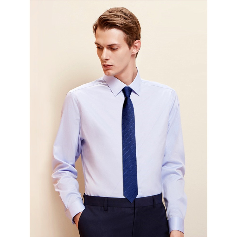 盛世曼尼领带男正装方便拉链式男士商务蓝色条纹手打懒人西装衬衫结婚