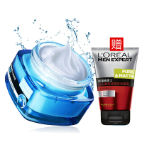 欧莱雅（L'OREAL）男士水能护肤品套装保湿补水洗面奶爽肤水乳液面霜抹搽擦脸油护脸润肤霜男生秋冬季 水能保湿强润霜欧莱