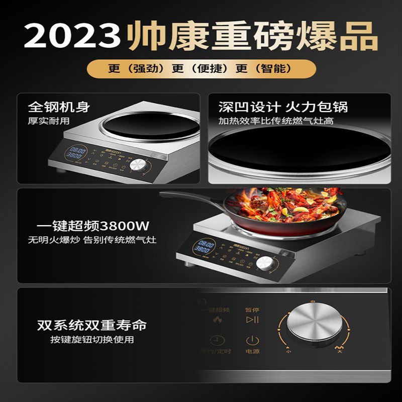帅康 (sacon) 家用电磁灶电磁炉 3800W大功率单灶智能恒温匀火台式单头灶触控式凹面灶 过热保护定时功能