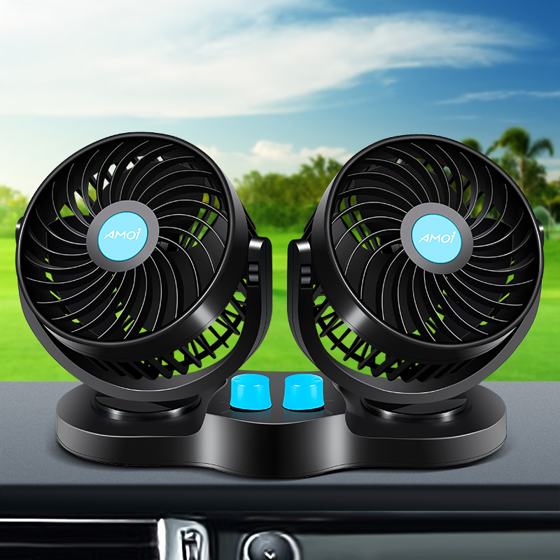 车载风扇大货车24v伏12v制冷小面包车双头车用强力汽车电风扇时光旧巷