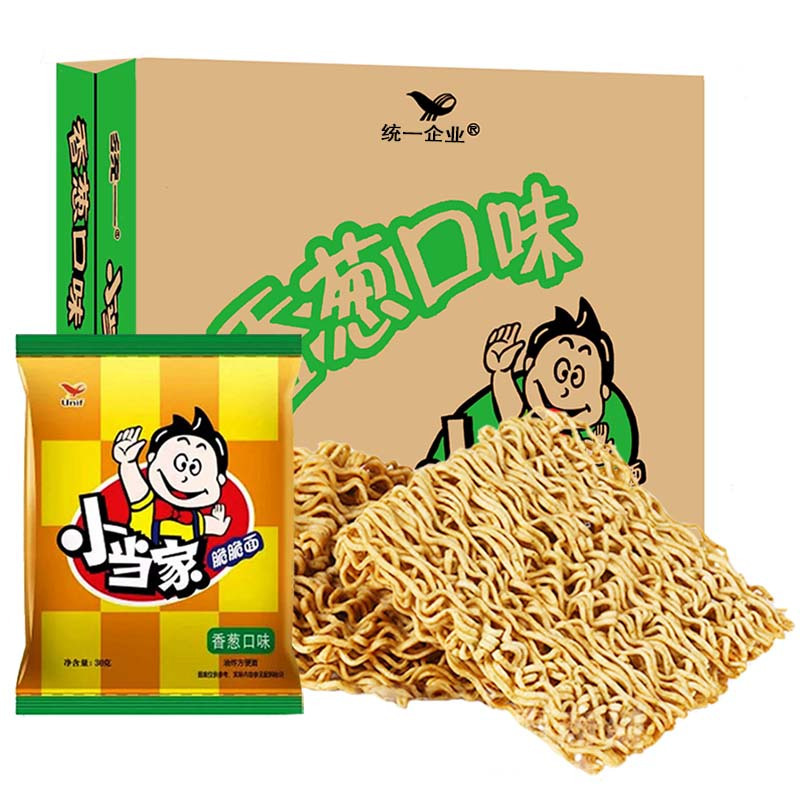 统一小当家干吃面香葱口味干脆面整箱22g48袋老款黄袋子怀旧零食