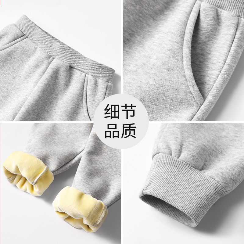 儿童加绒裤男女中大童加羊羔毛裤子NBH