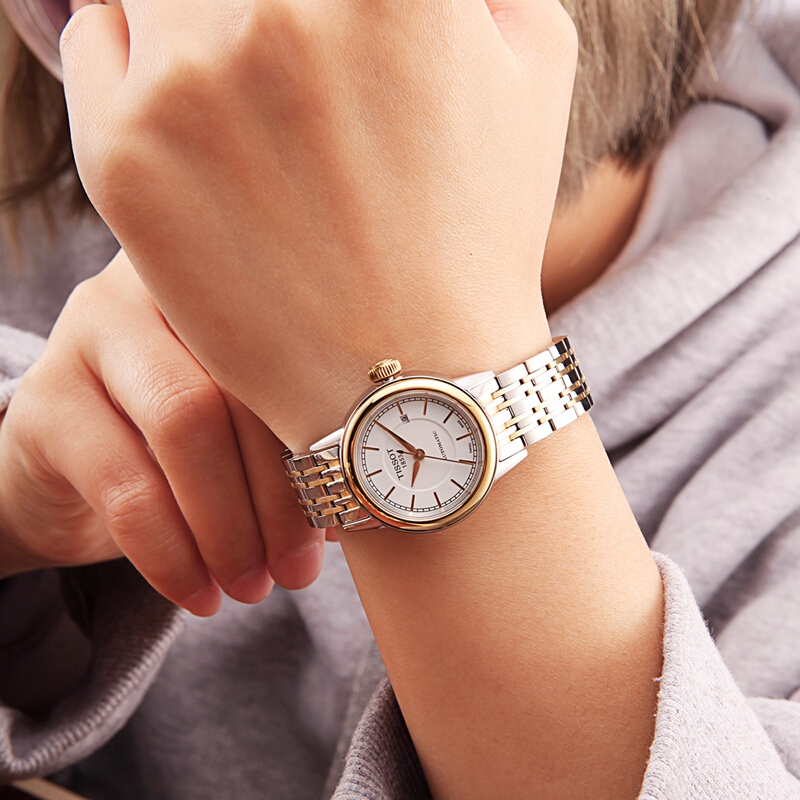 天梭(TISSOT) 瑞士手表 卡森系列机械情侣表女表 T085.207.22.011.00