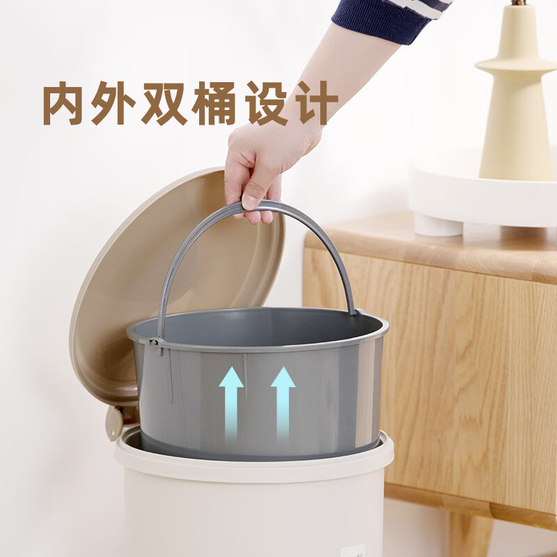 茶花 24CM圆型脚踏卫生桶 6L/个高清大图